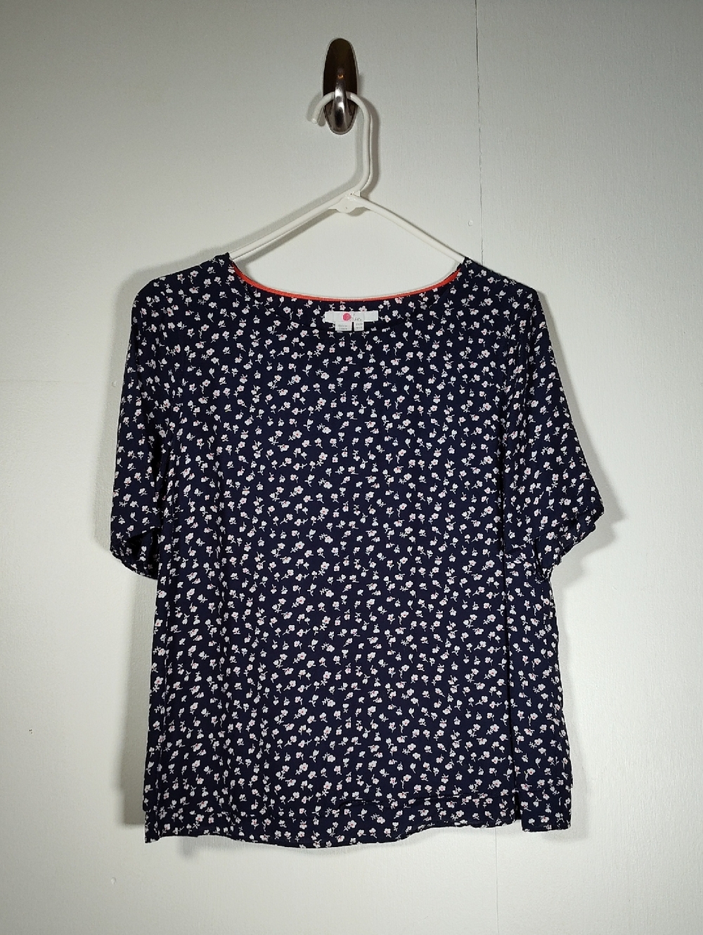 Boden navy ditsy floral short sleeve split back blouse top 10